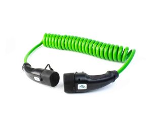 Hi Vis Coiled Type 2 To Type 2 Ev Charging Cable 5 Metre 7kw